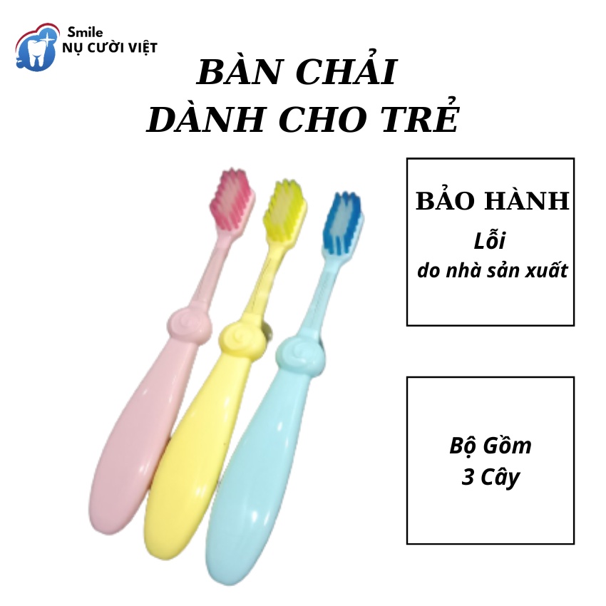 Bàn chải đánh răng Cho Trẻ lông mềm Kid's Toothbrush Combo Bộ 3 Cái Dành Cho Bé 3 Đến 9 Tuổi