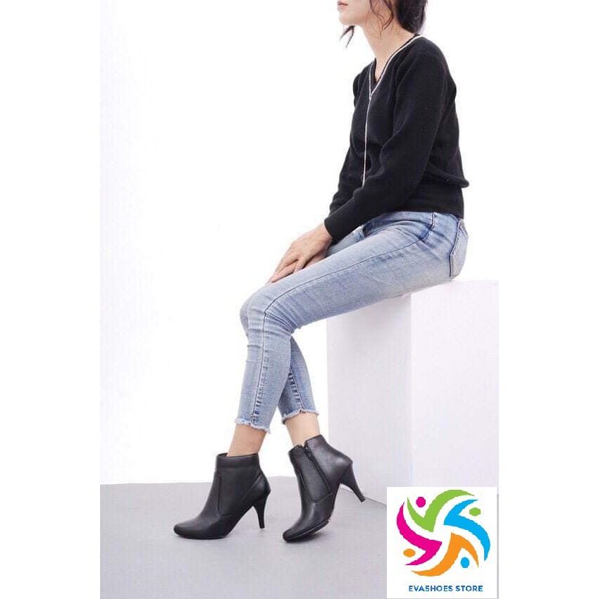 Boot gót nhỏ siêu xinh, da bò chính hãng Evashoes - Boot994