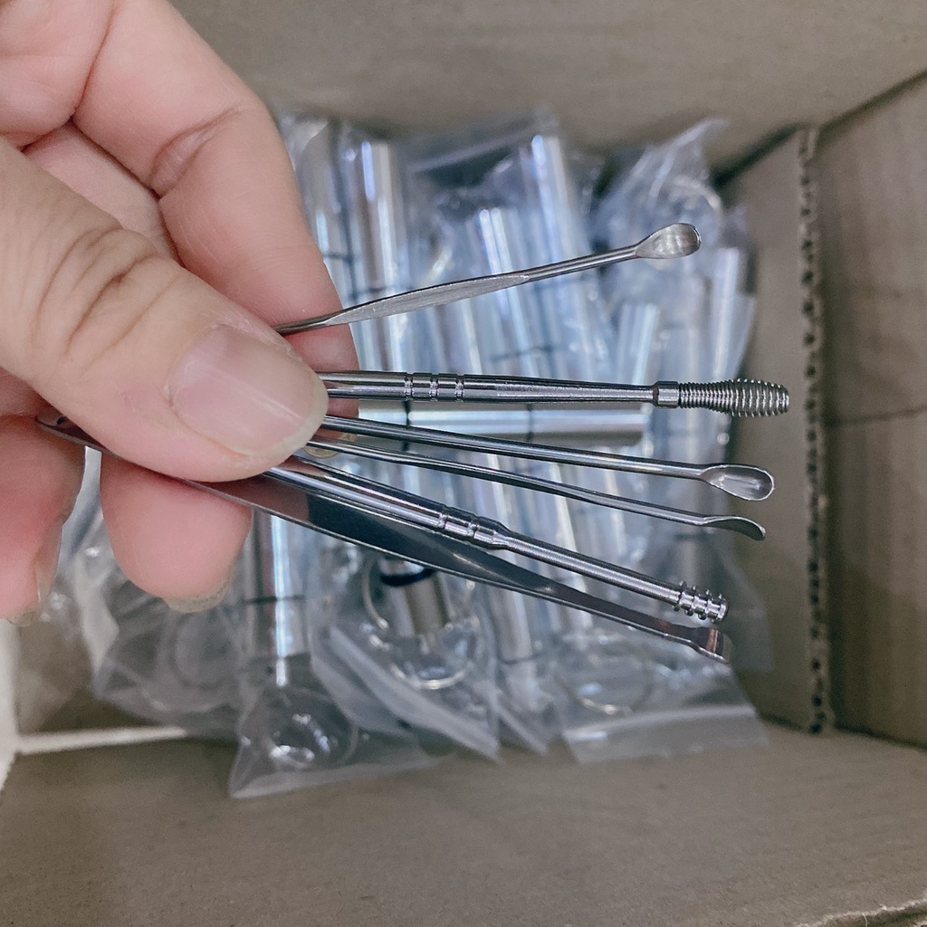 Bộ lấy ráy tai inox 6 món - bộ dụng cụ ngoáy tai thép không rỉ an toàn cho bé và gia đình