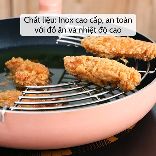 [TIỆN LỢI] Vỉ gác chảo  Vỉ chiên rán dầu mỡ inox cao cấp sáng bóng an toàn với đồ ăn và nhiệt độ cao chắc chắn, bền đẹp