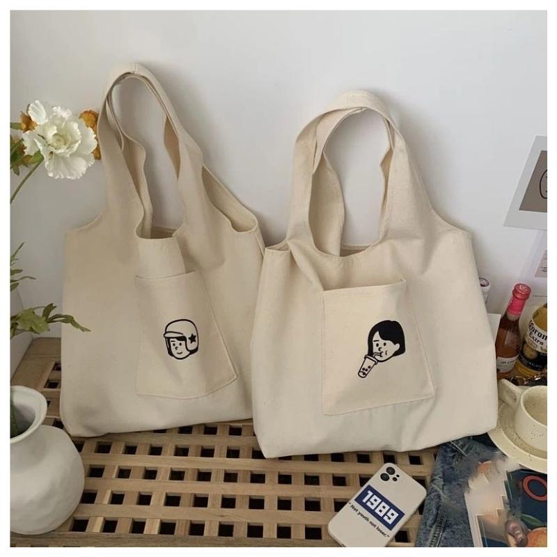 Túi tote vải canvas đựng đồ đi học cỡ lớn túi đeo vai đựng vừa laptop giá rẻ