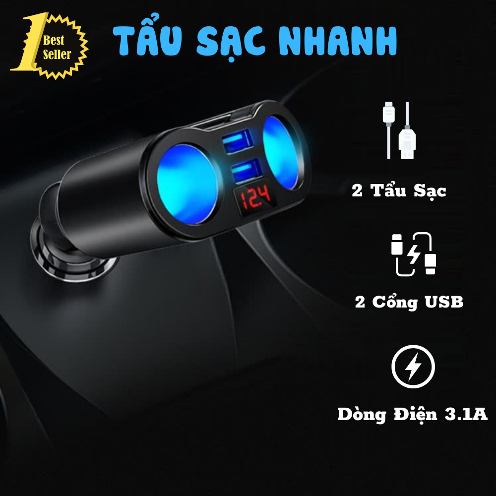 Tẩu sạc ô tô, tẩu sạc nhanh xe hơi chia cổng sạc nhanh gọn tiện lợi ATILA SHOP