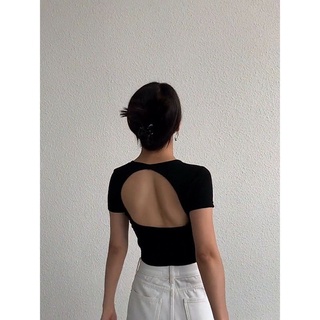 [ORDER TAOBAO] ÁO CROPTOP HỞ LƯNG ÔM BODY TAY NGẮN ĐEN XÁM HIPHOP (ẢNH CẬN CHẤT Ở CUỐI)