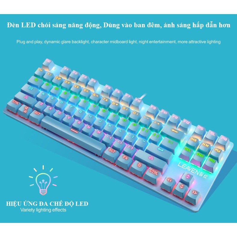 Bàn phím cơ Latope bàn phím máy tính laptop có dây văn phòng TKL Full LED RGB K550