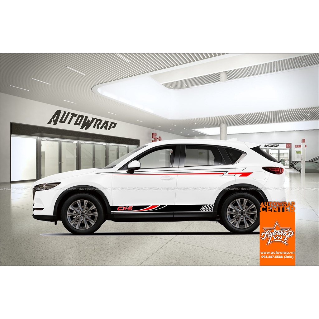 Tem họa tiết xe  CX5 Racing - Tem họa tiết ô tô Mazda, tem dán sườn xe thể thao