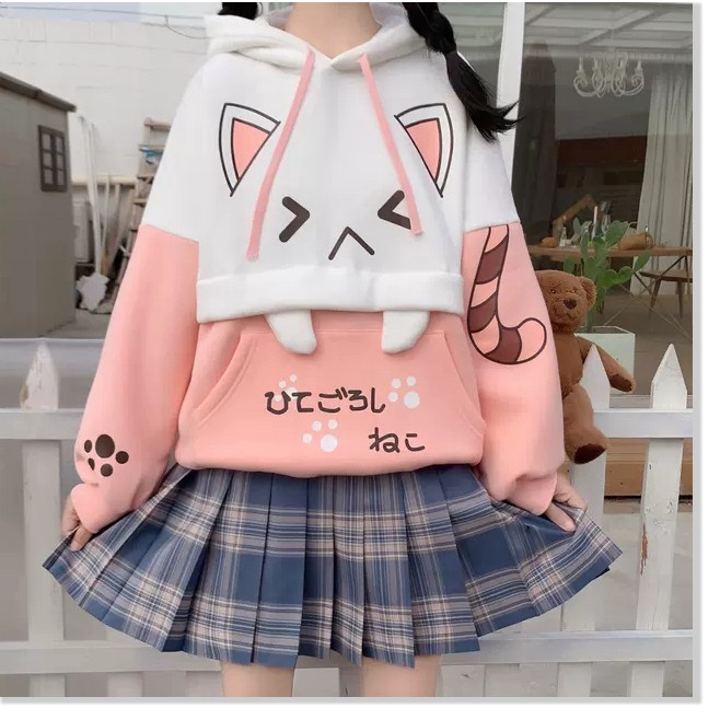ÁO HOODIE NỮ PHỐI HỌA TIẾT MÈO CUTE | BigBuy360 - bigbuy360.vn