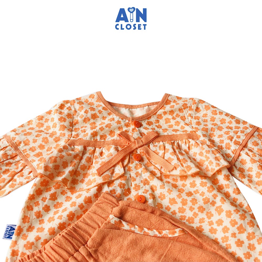Bộ quần áo dài bé gái họa tiết Hoa nhí cam bèo cara - AICDBGPRZGKI - AIN Closet