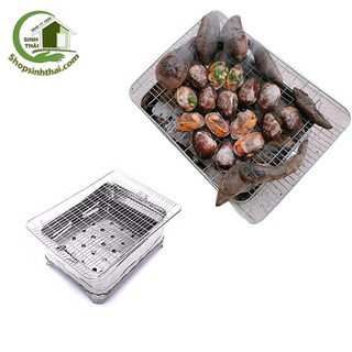 Bếp lò nướng than inox kèm vỉ nướng - bếp vừa 30 x 20cm