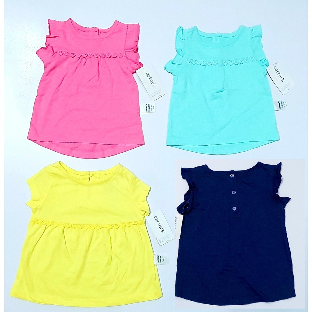 Áo tay cánh tiên , vải cotton , màu trơn cho bé gái