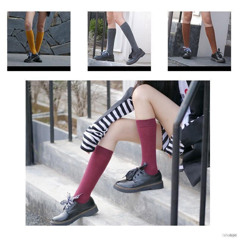 Vớ nữ hút ẩm thoáng khí màu trơn thường ngày phong cách Harajuku