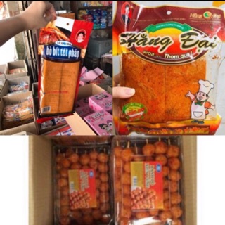 Set ăn vặt gồm 1 bò bít tết, 1 cay hằng đại , 1 bò xiên vừng