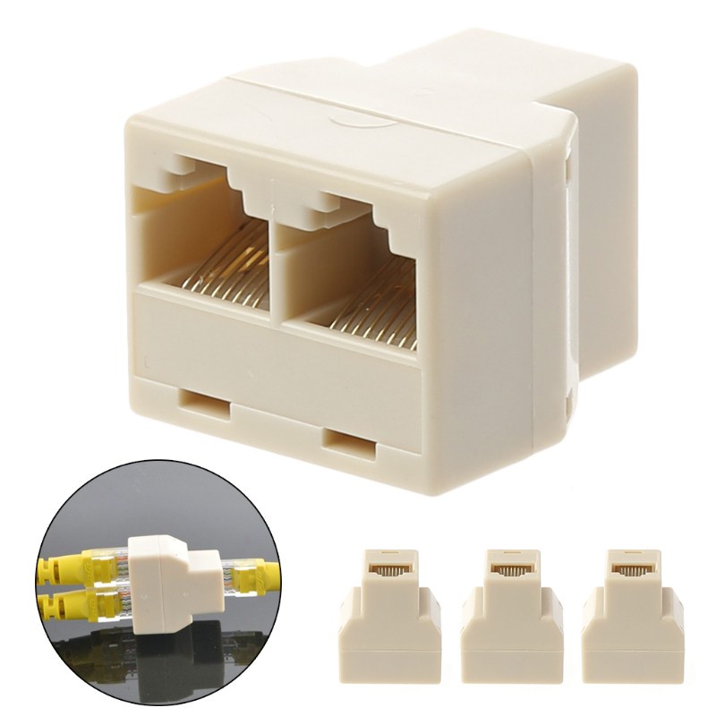 Set 3 Đầu Chia Dây Cáp Mạng Lan Ethernet Rj45 Female Từ 1 Sang 2