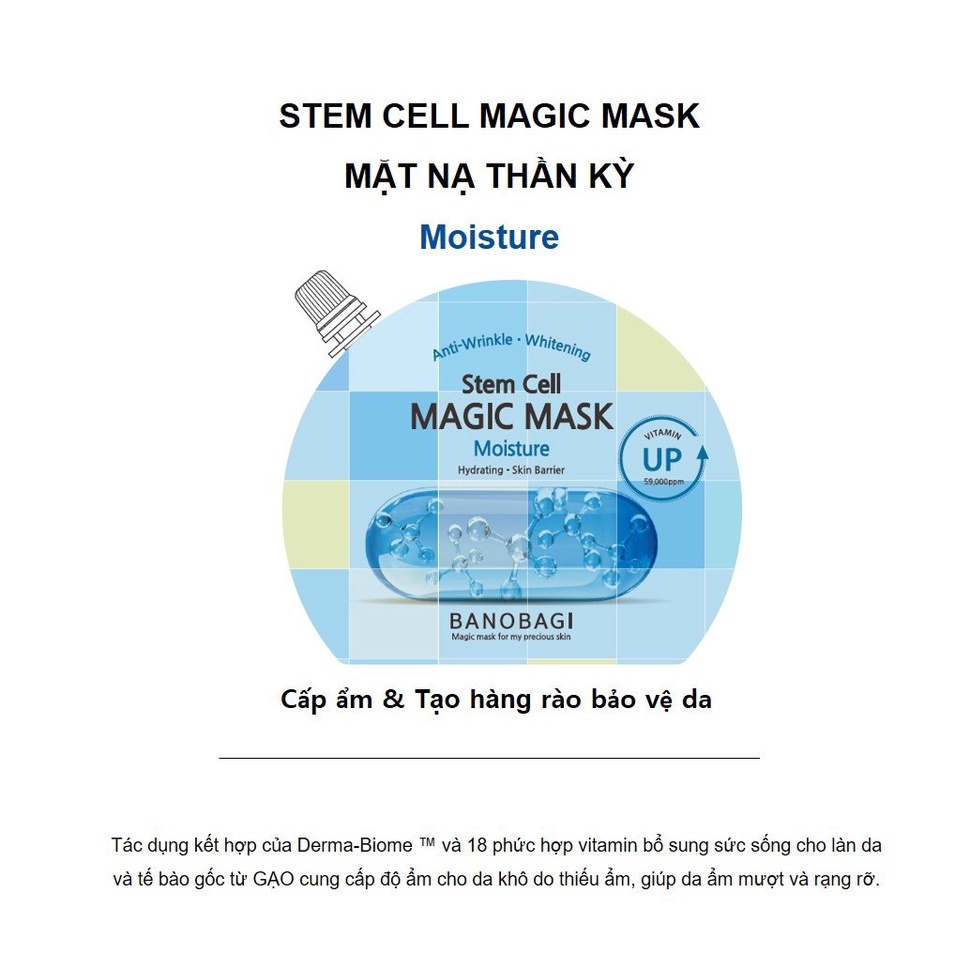 Mặt Nạ Gel Dưỡng Ẩm Trắng Da BANOBAGI Stem Cell Magic Mask 23ml