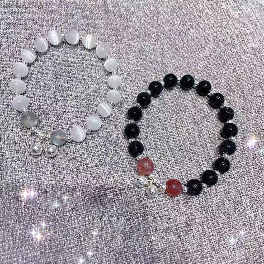 Vòng Tay Hạt Tròn Màu Trơn Đính Chuông Độc Đáo Cho Nữ