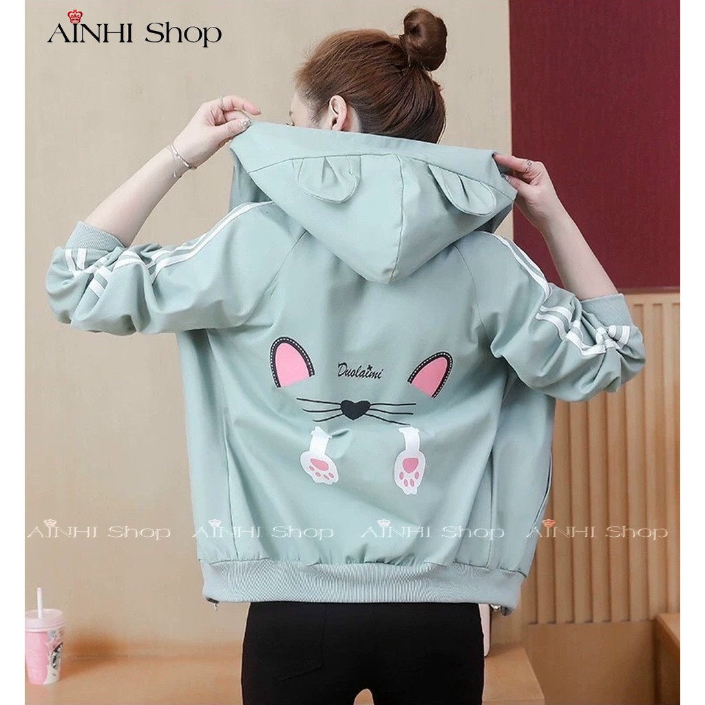 Áo Khoác Nữ ❤️FREESHIP❤️ Áo Khoác Dù Nữ Chống Nắng Xanh Tai Mèo Dễ Thương