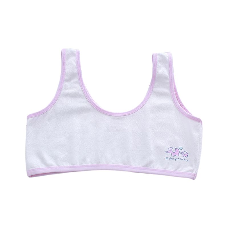Áo Ngực Dây Bản Rộng Bằng Cotton In Họa Tiết Voi Hoạt Hình Màu Kẹo Phong Cách Nhật Bản Cho Nữ Sinh
