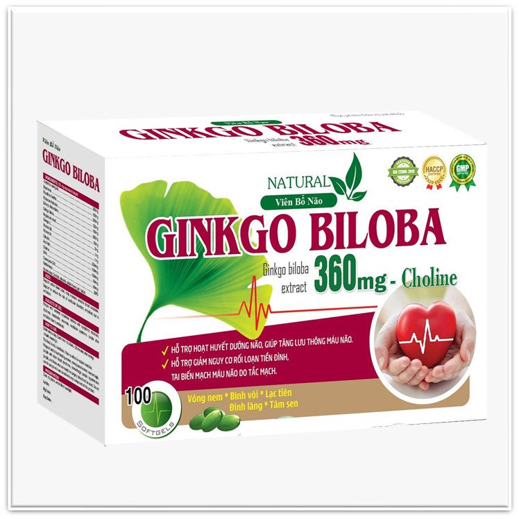 Viên Uống Bổ Não Ginkgo Biloba 360mg Hỗ trợ hoạt huyết dưỡng não, giúp tăng lưu thông máu não giảm nguy cơ rối loạn tiền