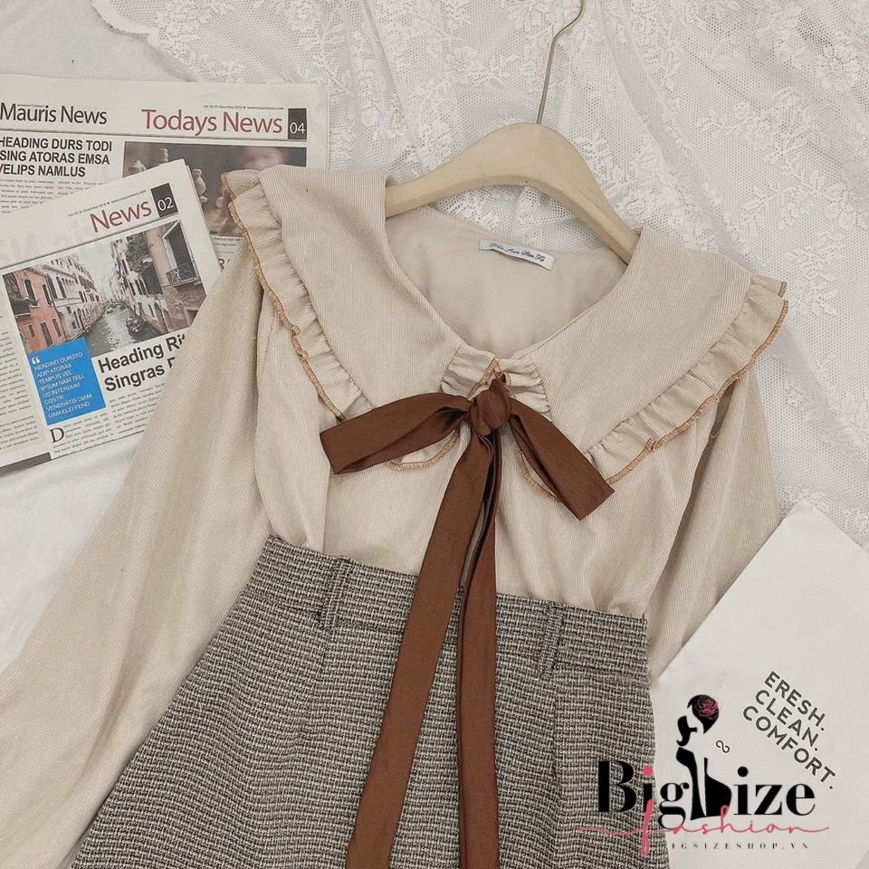 (50-90KG) SET ÁO + CHÂN VÁY CỔ SEN BIGSIZE | BigBuy360 - bigbuy360.vn