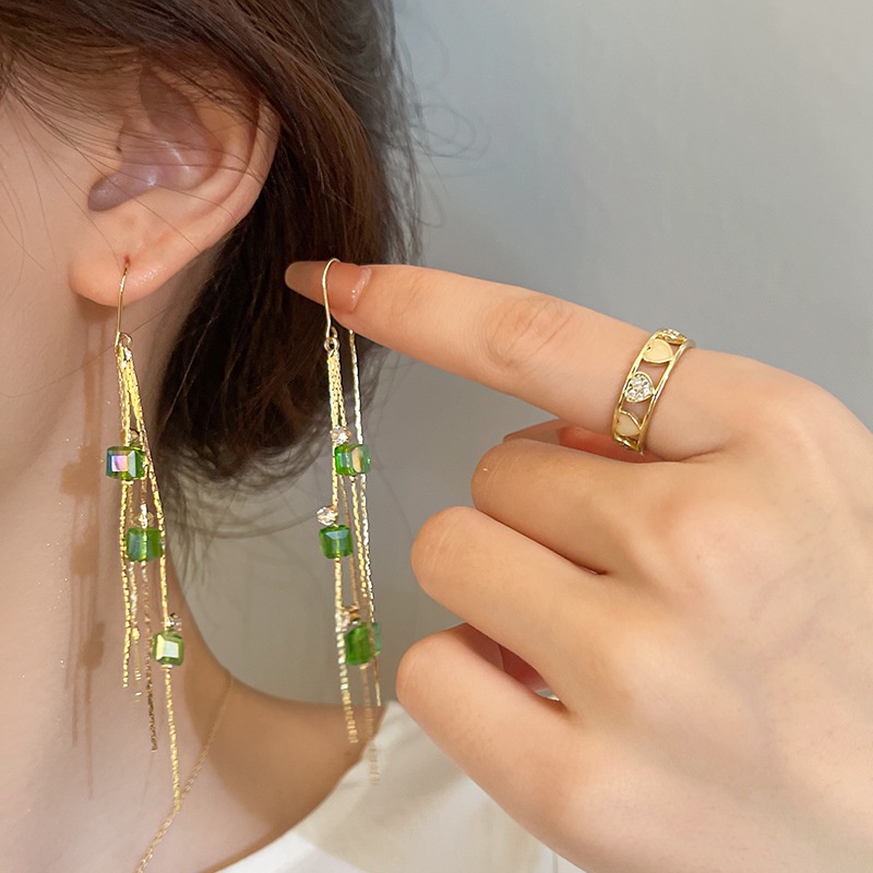 Khuyên tai RINHOO FRIENDSHIP mạ bạc 925 hình giọt nước đính đá zircon phong cách Hàn Quốc thời trang dành cho nữ