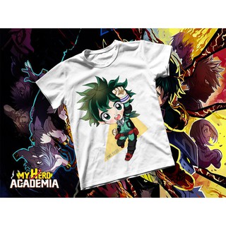 Áo thun Cotton Unisex - Anime - My Hero Academia - Midoriya Izuku chibi