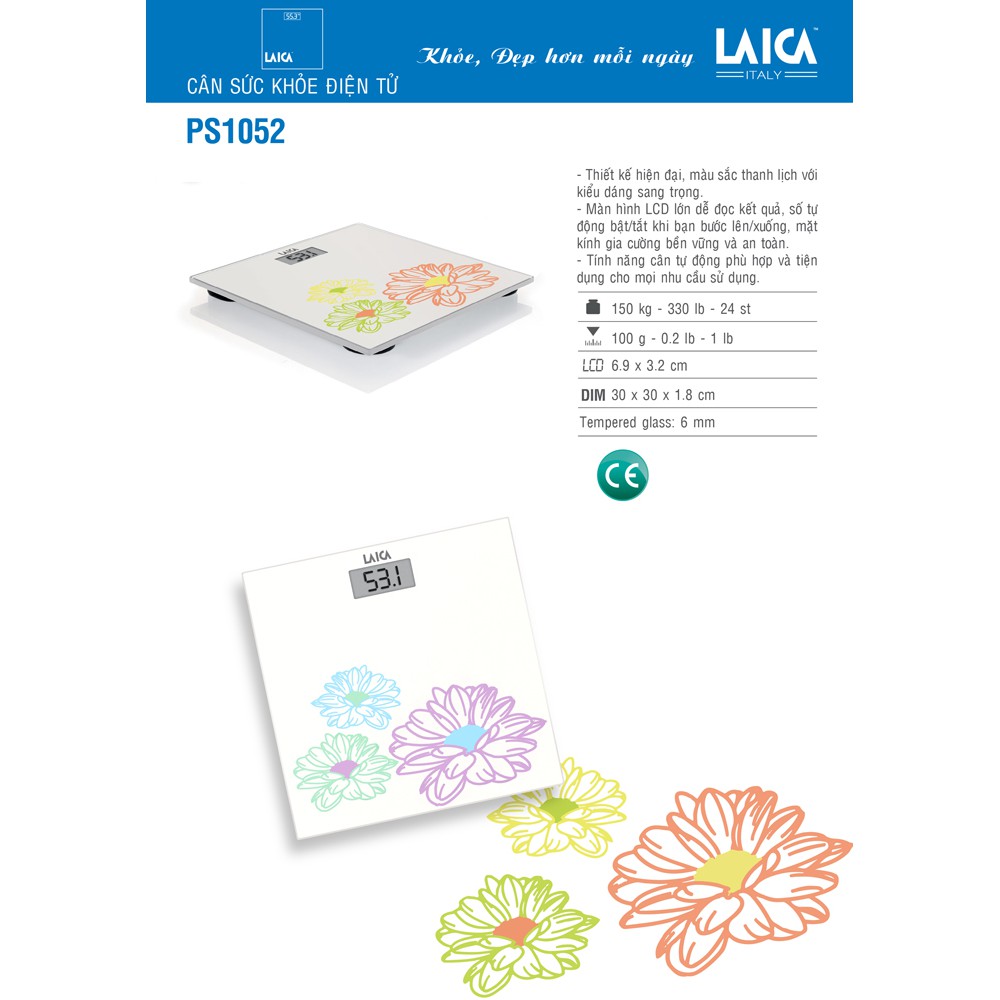 Cân sức khỏe điện tử Laica PS1052 chính hãng