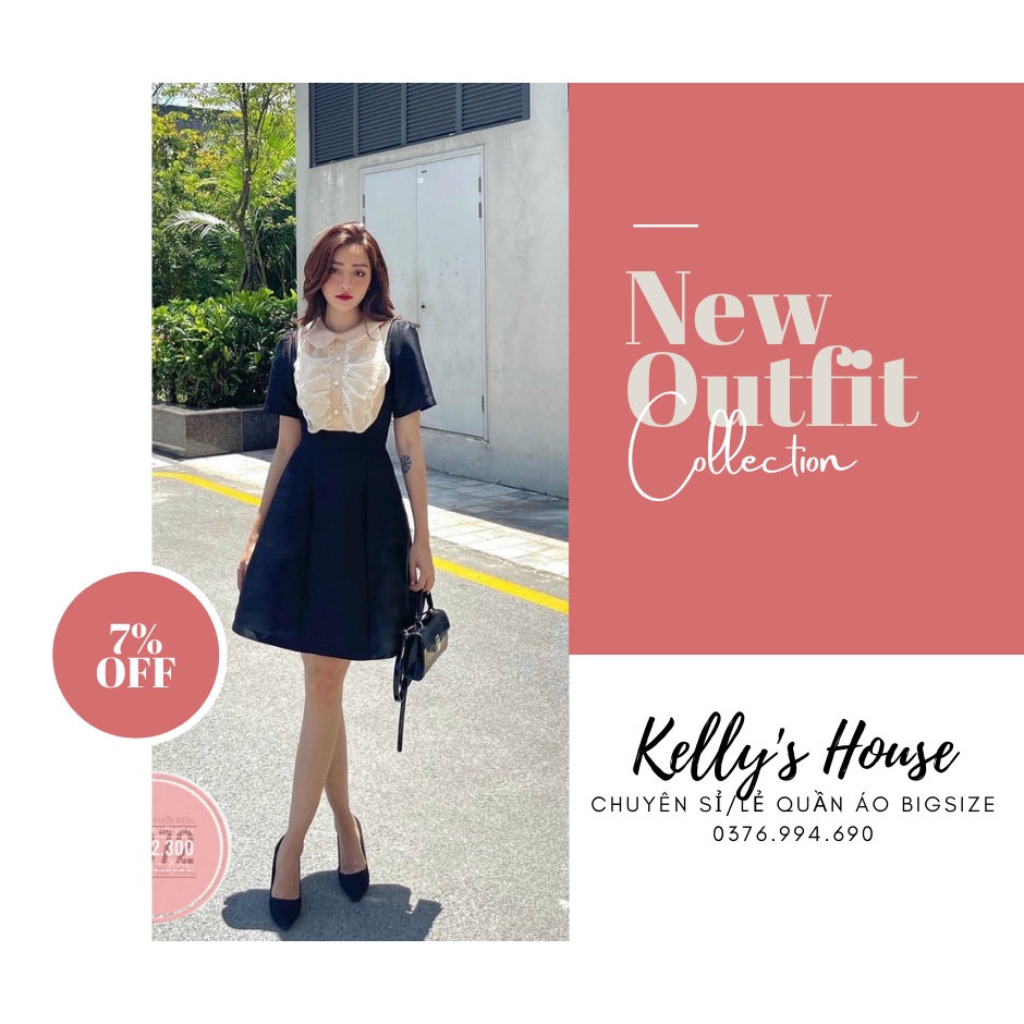 Đầm Cổ Phối Ren Bigsize (Từ 60kg đến 90kg)