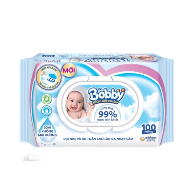 BỊCH GIẤY ƯỚT BOBBY 100 Tờ Khômg Mùi