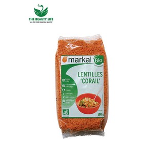 Đậu lăng đỏ cam san hô hữu cơ markal 500g