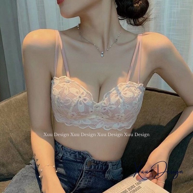 Áo lót nữ Wexuu áo ngực nữ ren không gọng quây ngang quyến rũ, đệm ngực vừa hình bàn tay nâng vòng 1 gợi cảm - AV13