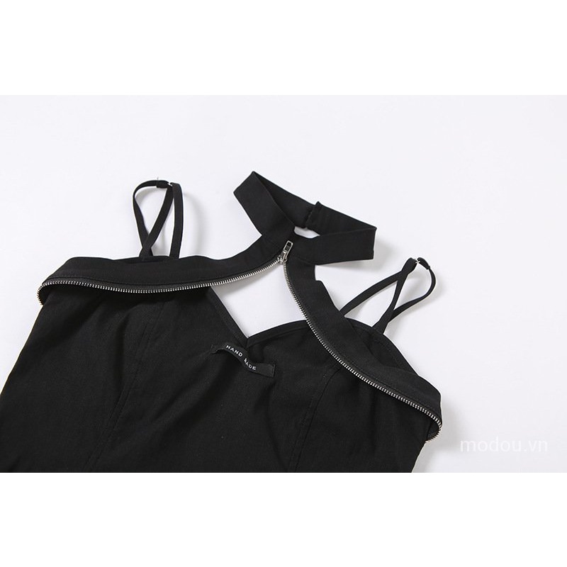 Áo tank top phối dây kéo cột chéo kiểu dáng quyến rũ mới cho nữ