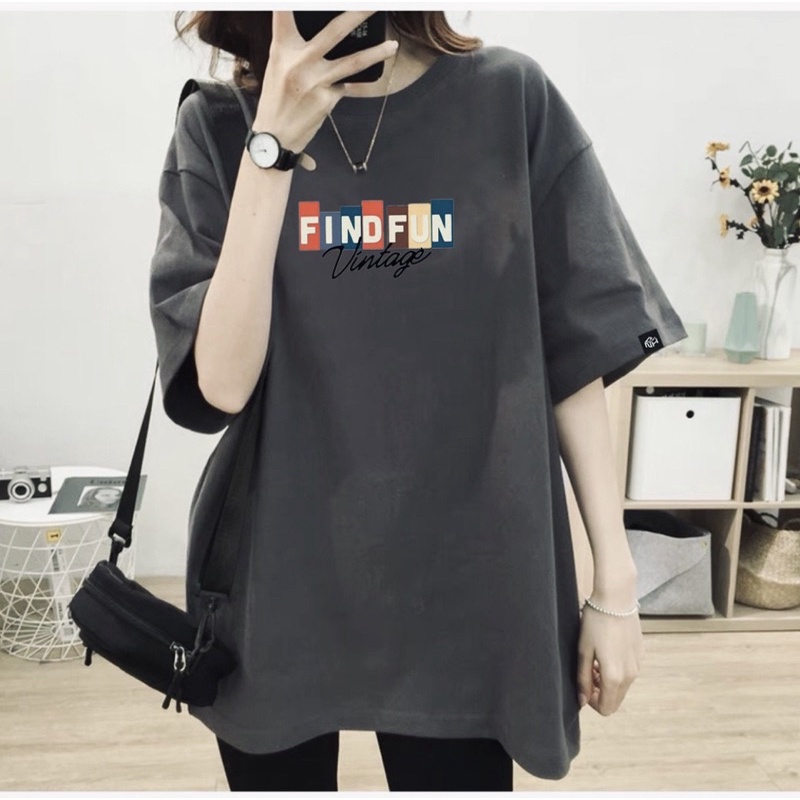 Áo thun phông logo tay nam nữ PINK tay lỡ form rộng FINDFUN Unisex