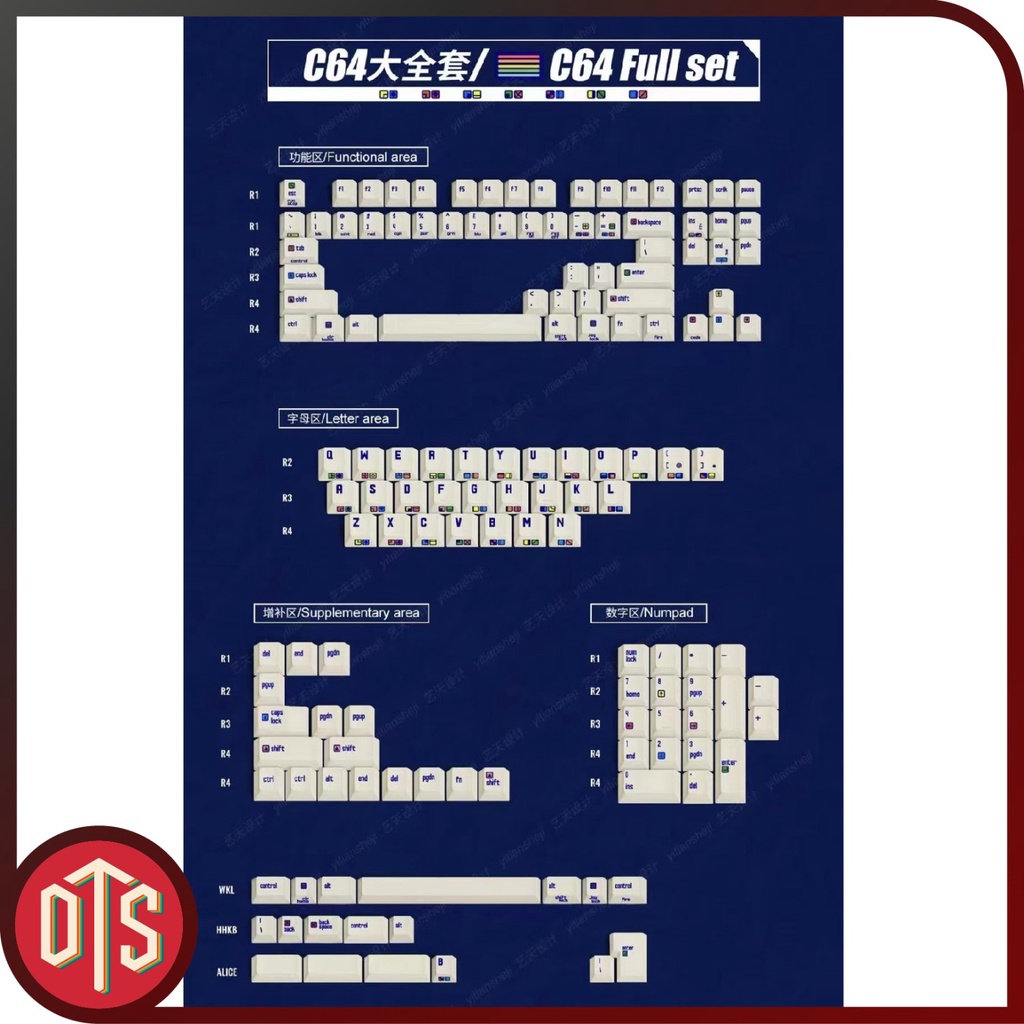 Keycap C64 v2 Clone | Nút bàn phím cơ cho bàn phím | F64v2 | Profile cherry | PBT dyesub | DoubleT store