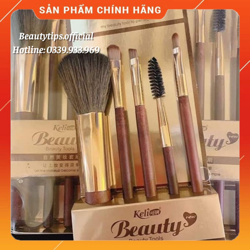 Bộ Cọ Trang điểm 5 Cây Keli Beauty Cán Gỗ Nội Địa Trung No.7837