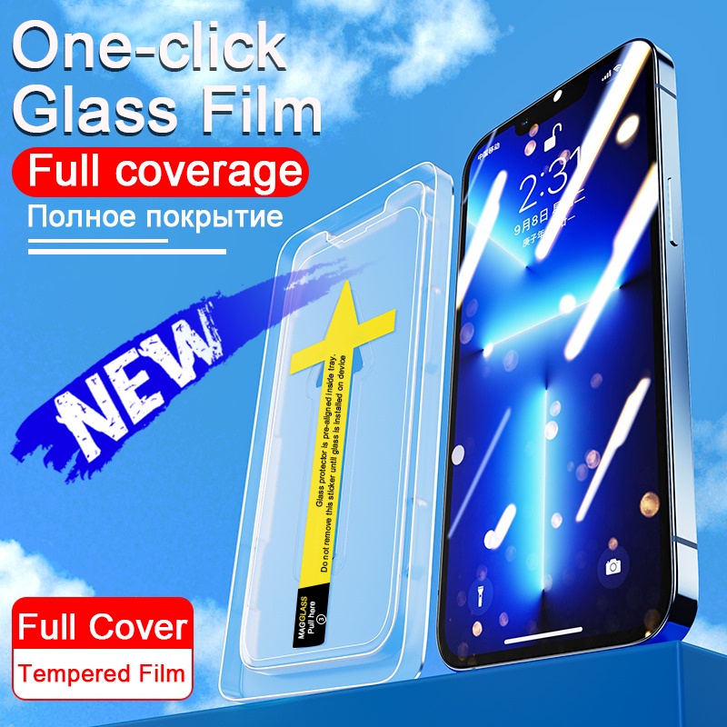 Kính cường lực for iPhone 15 Pro Max 14 Pro Max  13 12 11 Pro Max X Xs Max XR khung dán tự động siêu dễ dán, viền mỏng, chống bám bụi khi dán