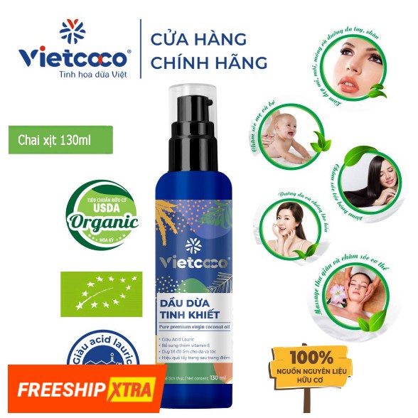 Dầu Dừa Tinh Khiết Mỹ phẩm Vietcoco Chai Xịt 130ML