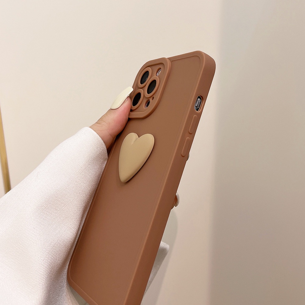Ốp điện thoại TPU dẻo hình trái tim màu trơn cho iPhone 11 Pro Max X Xr Xs Max 7 8 Plus Se 2020 12 pro max 12 mini