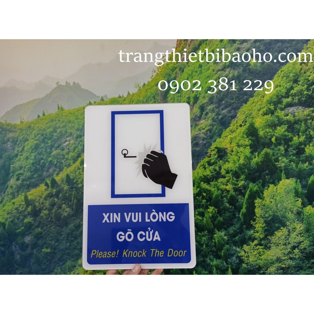 Biển báo mica Vui lòng gõ cửa (Please! Knock The Door)  kích thước 20 x 30cm