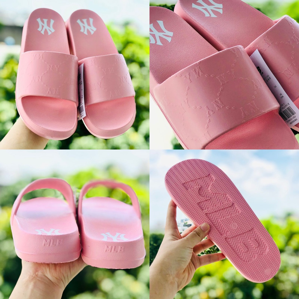 Dép unisex 𝐌𝐋𝐁 ❤️FREESHIP + Hộp❤️ dép đúc mlb monogram ny bóng chày quai ngang thể thao nam nữ in nổi NY chất xịn