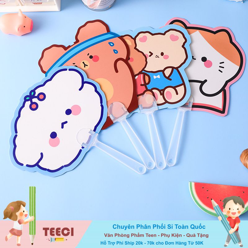 &lt;Video Review&gt;Quạt Nhựa Tròn Cầm Tay Mini In Hình Động Vật Siêu Cute Có Thể Tháo Rời Gấp Gọn T606