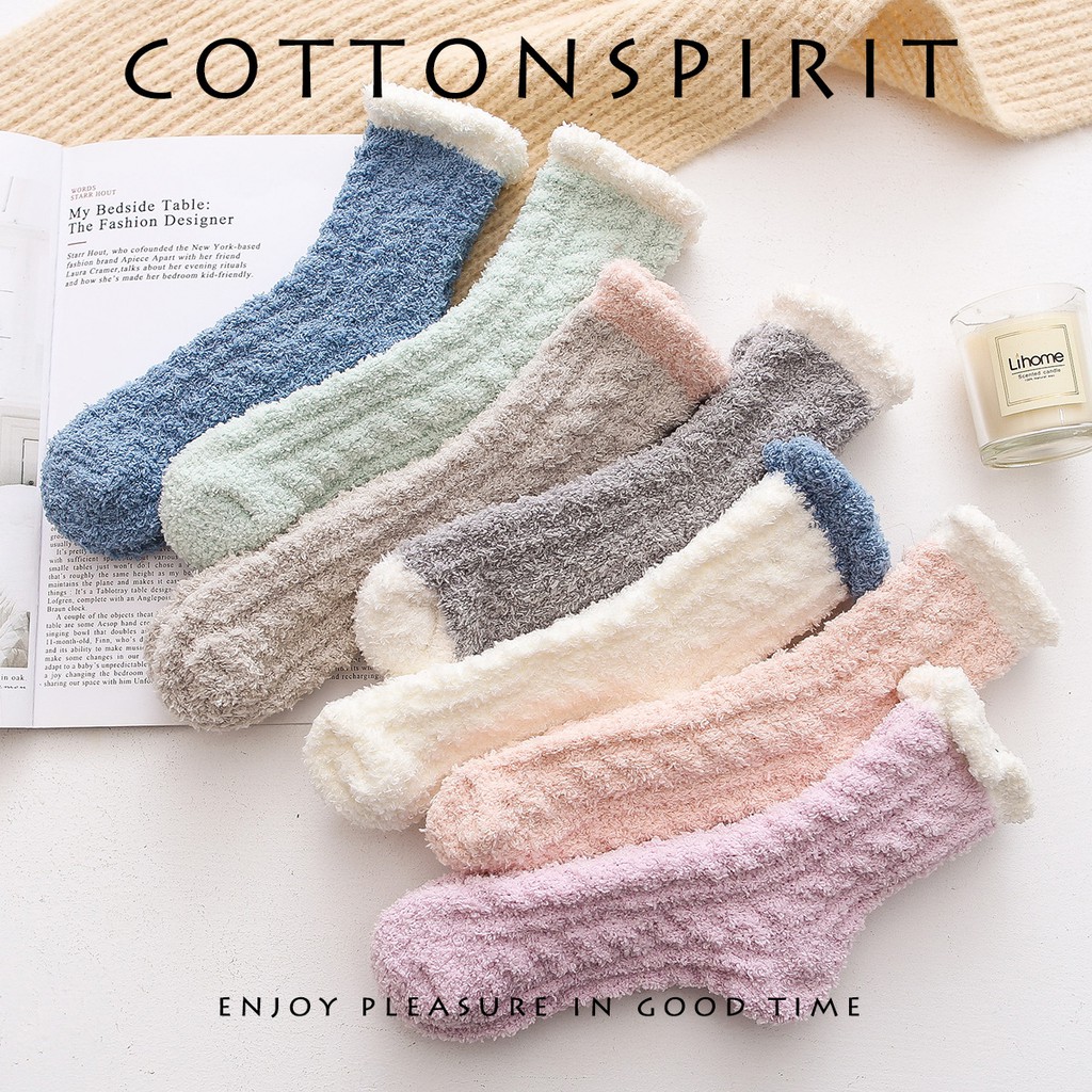 Vớ Len Lông cừu Nữ Cổ cao Giữ ấm Mùa Đông Tất Len Nữ Lông cừu Cao cổ Đi ngủ Cao cấp