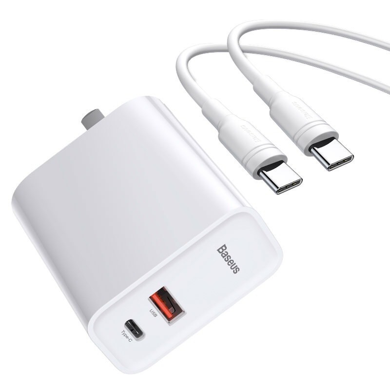 [Mã ELFLASH5 giảm 20K đơn 50K] ✅CỐC SẠC NHANH BASEUS 30W 2 CỔNG (TYPE C +USB) HW 5A SUPER QUICK CHARGE -Hàng Chính Hãng