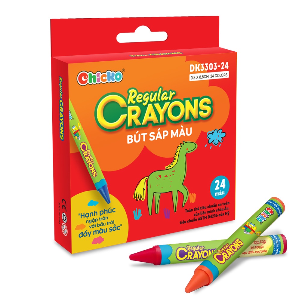 Bút Sáp Màu Duka:  Regular Crayons (24 Màu) DK 3303-24 An Toàn Cho Trẻ