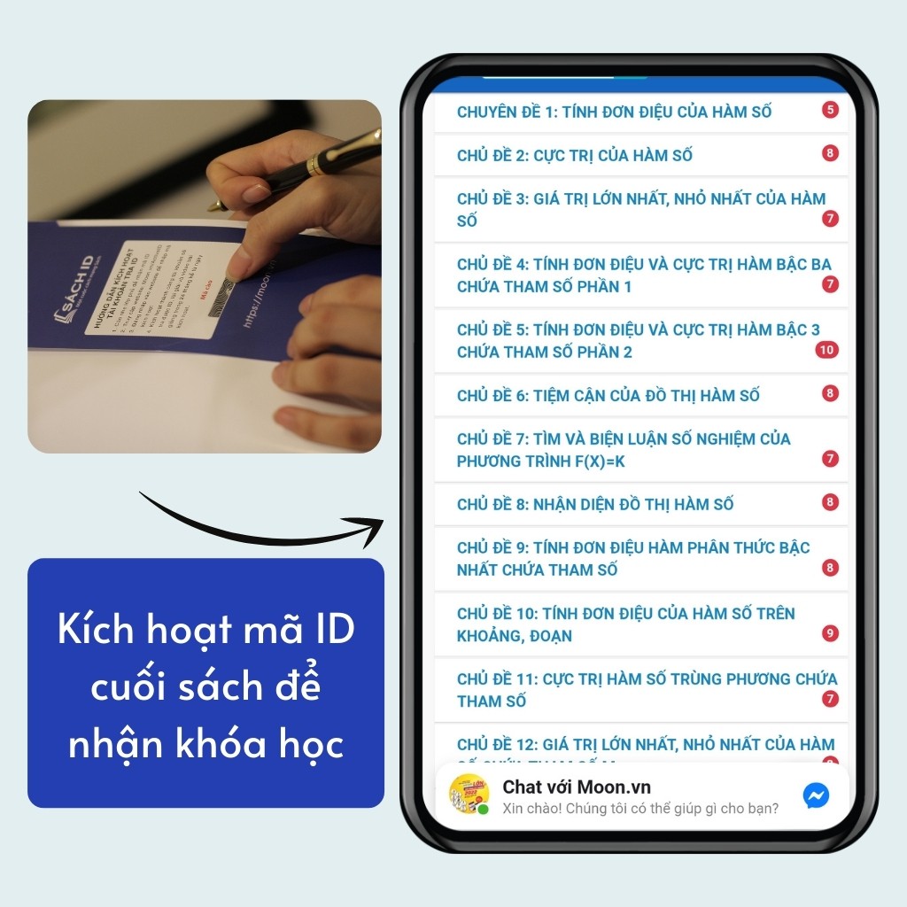 Sách ôn luyện thi thpt quốc gia và đại học Toán 2023, Tự học khảo sát hàm số và ứng dụng lớp 12 moonbook