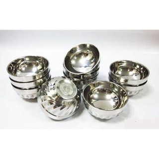 [Hot] Bát Inox Chống Nóng Hoàng Gia 2 Lớp Cách Nhiệt Mẫu Xoắn Cỡ 14cm (Bạc)