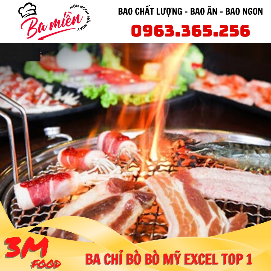 Ba chỉ bò mỹ - Ba chỉ bò cuộn , dải khay 500gr  3M FOOD GS