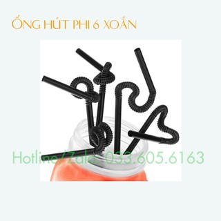 Ống Hút Phi 6 Xoắn Nghệ Thuật Nhiều Màu 50 ống/bịch