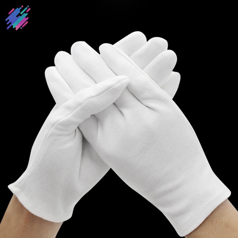 Set 12 găng tay màu trắng chất liệu vải cotton mềm để làm việc tiện dụng