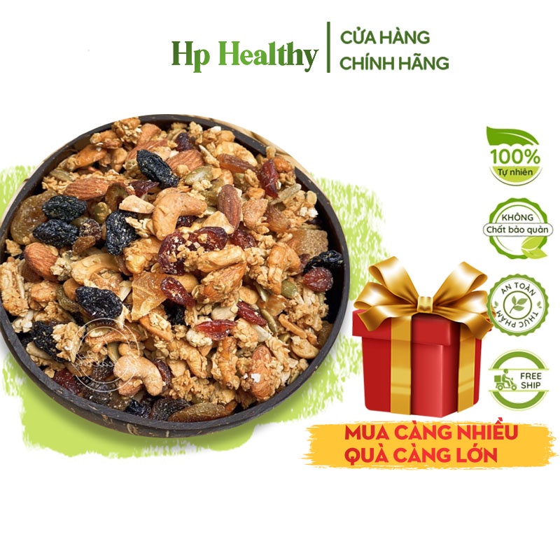 Tặng Quà 60k - 1KG Ngũ Cốc Hạt Dinh Dưỡng Granola Cao Cấp Loại Siêu Hạt Tặng kèm 150G