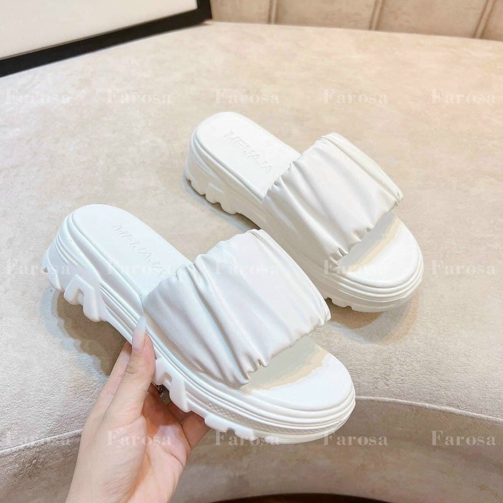 Dép nữ đế bánh mỳ 3cm quai dúm da mềm êm chân mã D10
