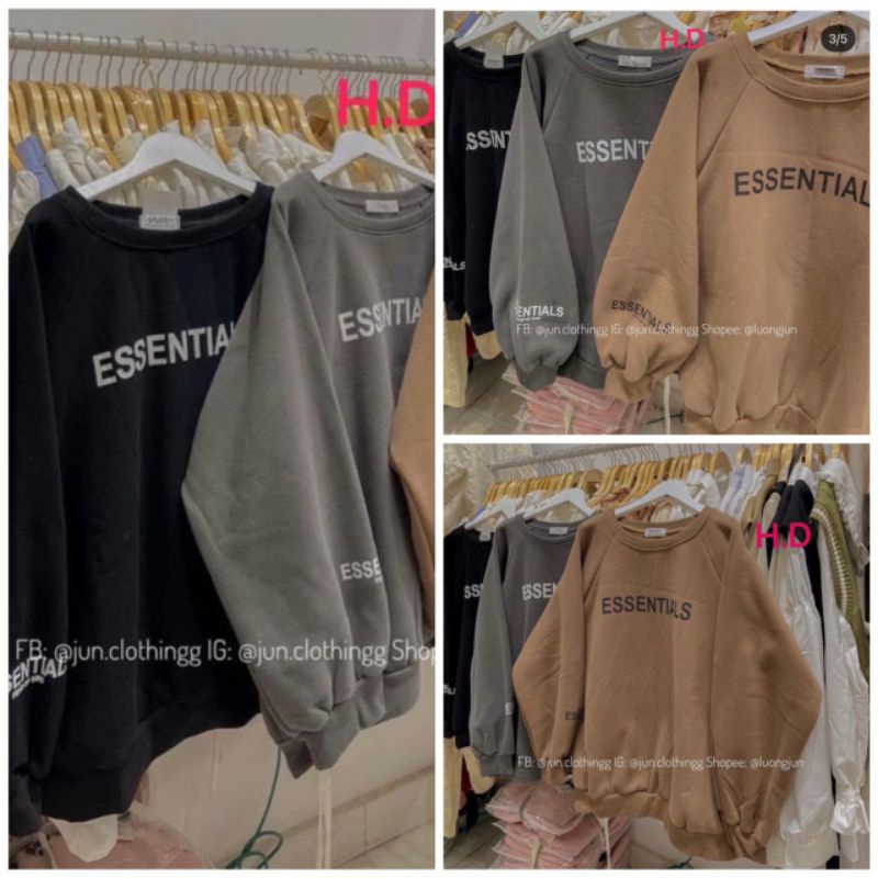 Áo Sweater cổ tròn dài tay bồng Essen, thun hoodie form rộng UlzzangChất đẹp Không Bai xù Trend 2022
